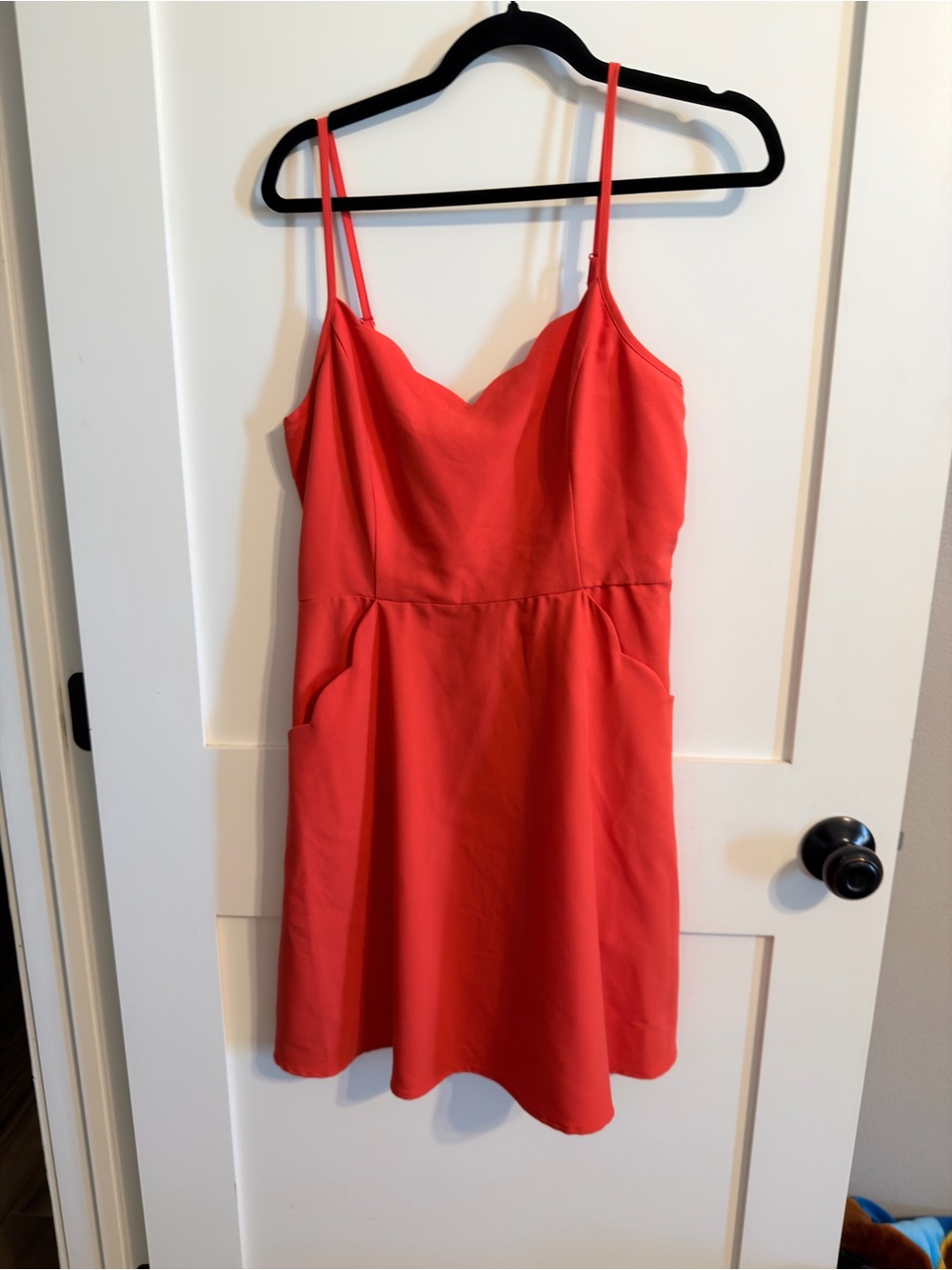 Market & Spruce Coral Red Spaghetti-Strap Mini Dress